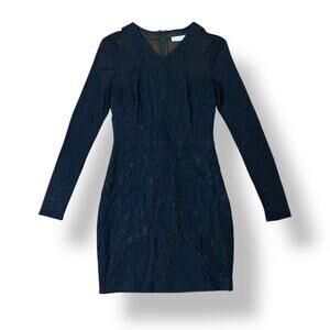 Lush Mesh Lace Overlay Midi Dress Womens‎ Size S Black Party